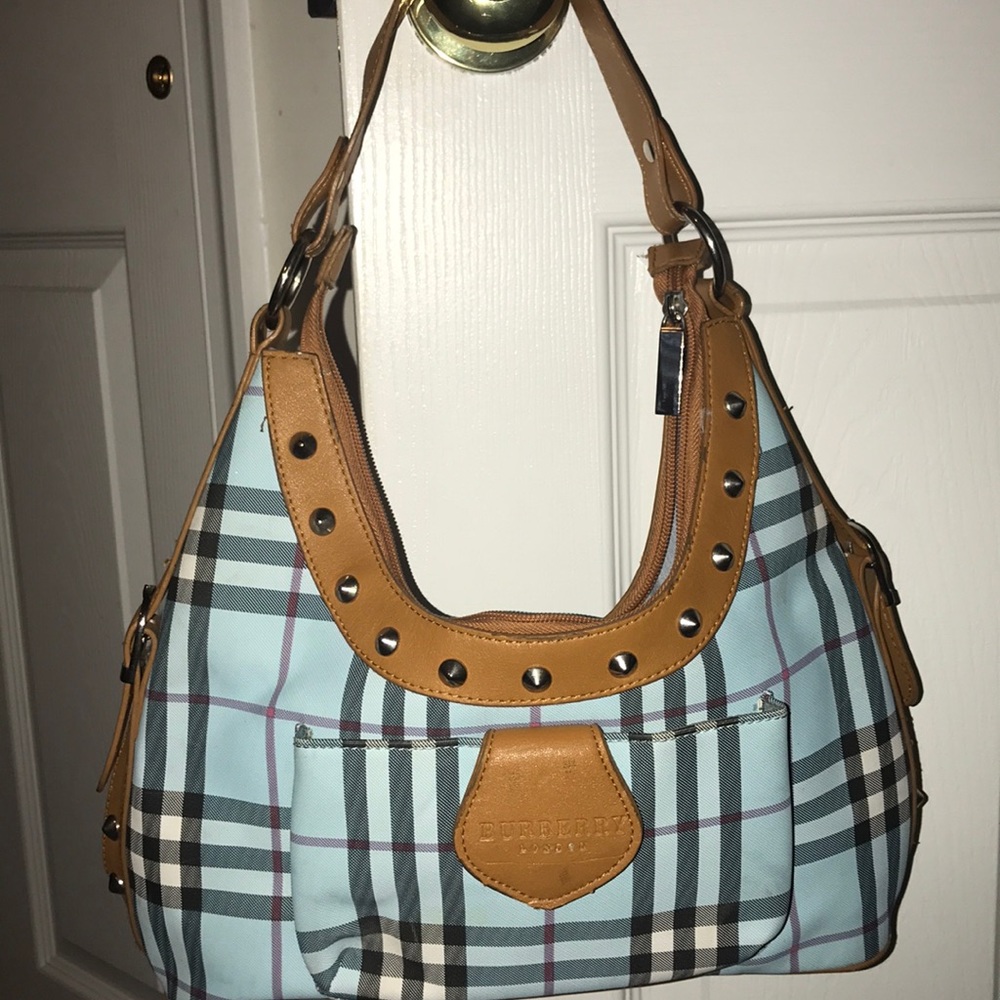 Authentic Baby Blue Plaid Burberry Handbag